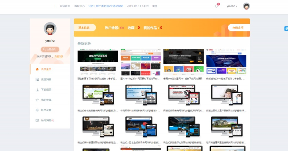 素材模板源码资源下载站源码，带用户中心和VIP充值系统等功能-酷威宝库
